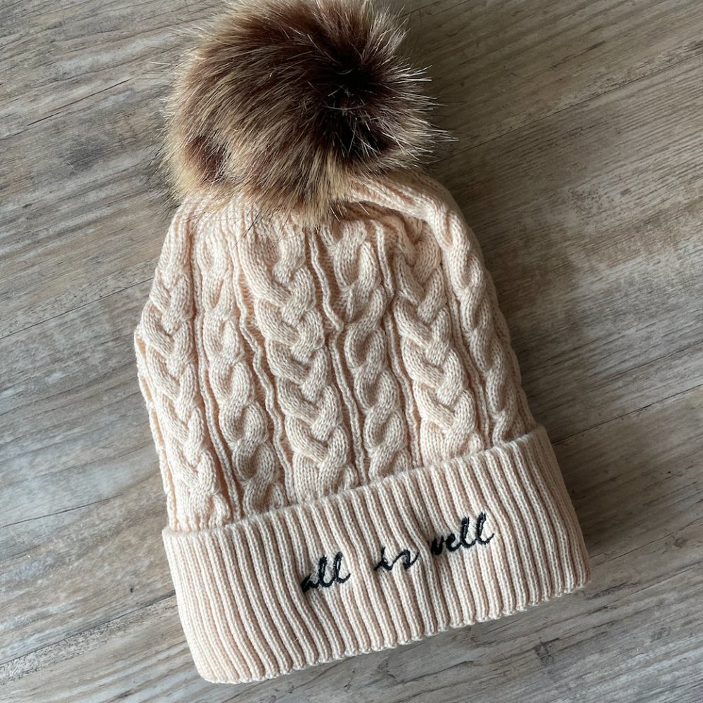 2 for $15 | UP TOP | Cream beanie with pom pom